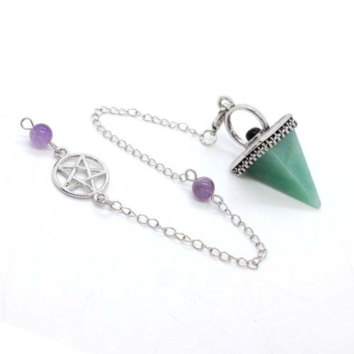 alliage de zinc Pendulum Pendant, avec pierre gemme, Placage de couleur argentée, DIY, plus de couleurs à choisir, 43x18mm, Vendu par PC