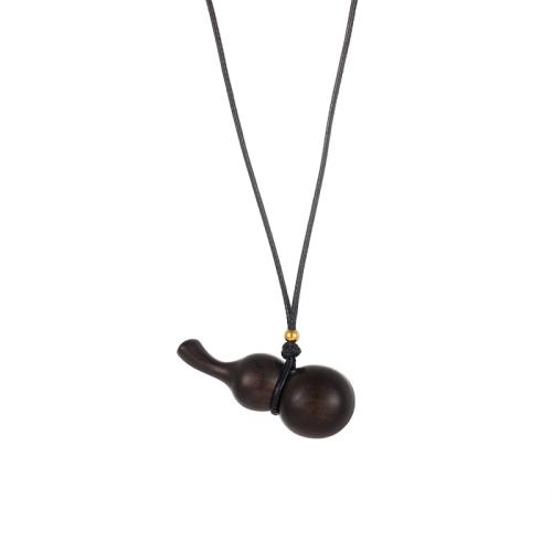 Collier bijoux de mode, bois, avec Cordon de noeud & Acier inoxydable 304, calebasse, émail, plus de couleurs à choisir, 50x20mm, Vendu par PC