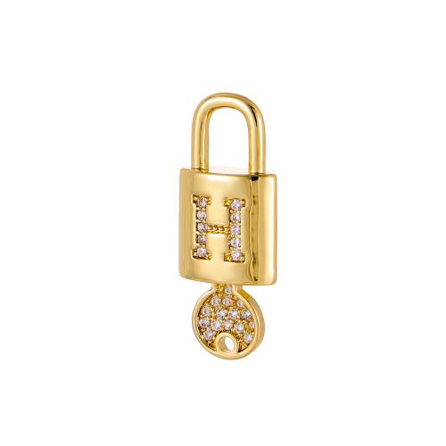 Stainless Steel Letter Pendants 304 Stainless Steel Lock and Key gold color plated DIY & with rhinestone Sold By PC