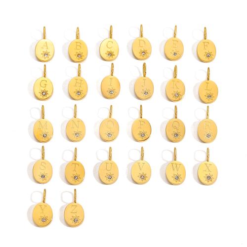 Rostfritt stål Häng Brev, 304 rostfritt stål, Alfabetsbokstav, guldfärg pläterade, DIY & med strass, fler färger för val, Säljs av PC