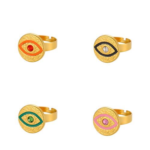 Stal nierdzewna Rhinestone Ring Finger, Stal nierdzewna 304, Platerowane w kolorze złota, biżuteria moda & z kamieniem, dostępnych więcej kolorów, sprzedane przez PC