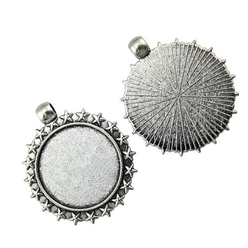 Liga de zinco Pendant Cabochon Ambiente, Roda, banhado, DIY, Diametro interno:Aprox 25mm, vendido por PC