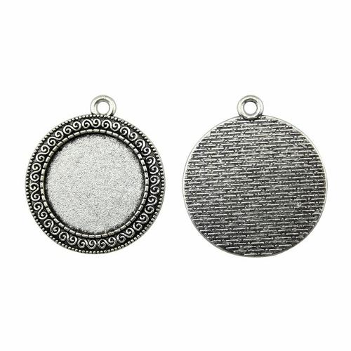 Liga de zinco Pendant Cabochon Ambiente, Roda, banhado, DIY, Mais cores pare escolha, Diametro interno:Aprox 25mm, vendido por PC