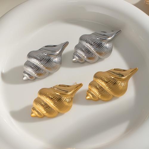 Stainless Steel Stud Earrings 304 Stainless Steel Conch gold color plated fashion jewelry Sold By Pair