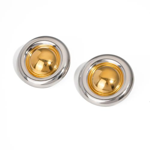 Stainless Steel Stud Earrings 304 Stainless Steel gold color plated fashion jewelry Sold By Pair