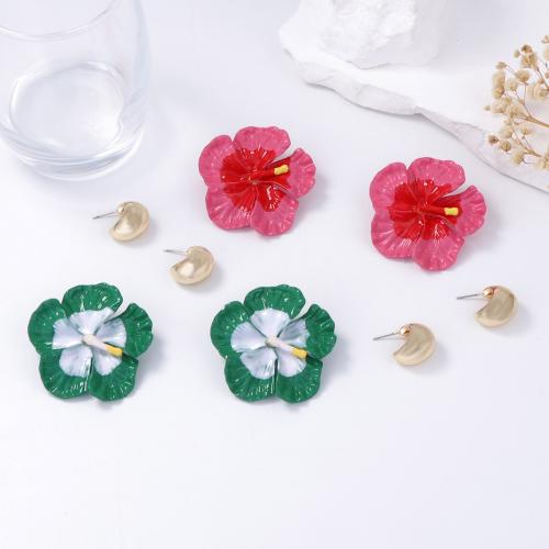 Zinc Alloy Stud Earring with Copper Coated Plastic gold color plated fashion jewelry & enamel Sold By Pair