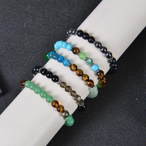 Bracelets de pierres précieuses, Pierre naturelle, avec oeil de tigre, Placage de couleur d'or, bijoux de mode, plus de couleurs à choisir, Vendu par PC