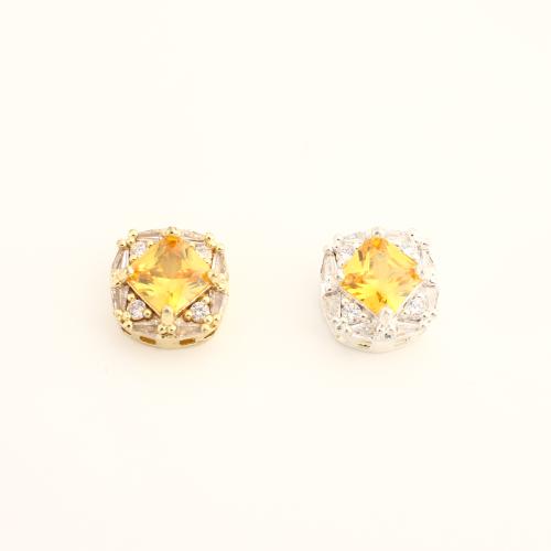 Cubic Zirconia Micro Pave Brass European Beads DIY & micro pave cubic zirconia Sold By PC