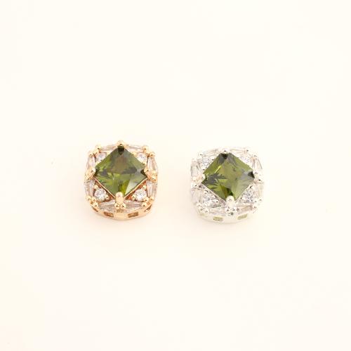 Cubic Zirconia Micro Pave Brass Europeo Bead, metal, Bricolaje & micro arcilla de zirconia cúbica, más colores para la opción, 12x12x8mm, Vendido por UD
