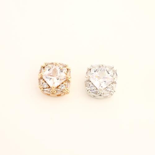Cubic Zirconia Micro Pave Brass Europeo Bead, metal, Bricolaje & micro arcilla de zirconia cúbica, más colores para la opción, 12x12x8mm, Vendido por UD