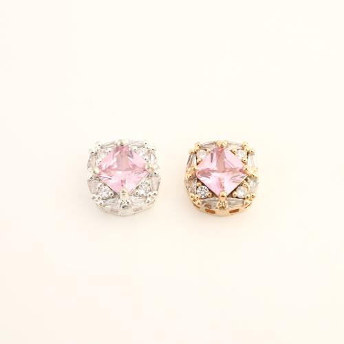 Cubic Zirconia Micro Pave Brass Europeo Bead, metal, Bricolaje & micro arcilla de zirconia cúbica, más colores para la opción, 12x12x8mm, Vendido por UD
