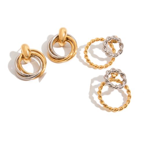 Roestvrij staal Stud Earrings, 304 roestvrij staal, plated, verschillende stijlen voor de keuze & voor vrouw & two tone & hol, Verkocht door pair