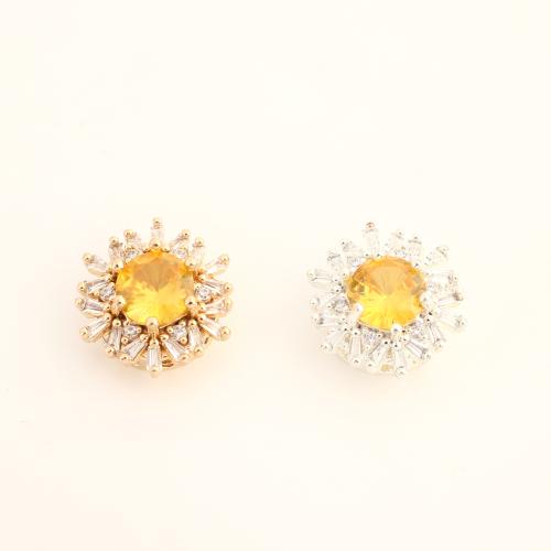 Cubic Zirconia Micro Pave Brass Europeo Bead, metal, Flor, Bricolaje & micro arcilla de zirconia cúbica, más colores para la opción, 16x16x8mm, Vendido por UD