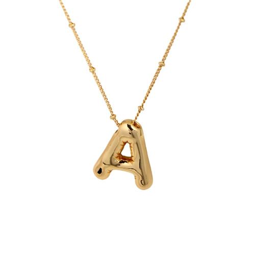 laiton collier, Lettre d’alphabet, Placage de couleur d'or, styles différents pour le choix & pour femme, Longueur Environ 17.7 pouce, Vendu par PC