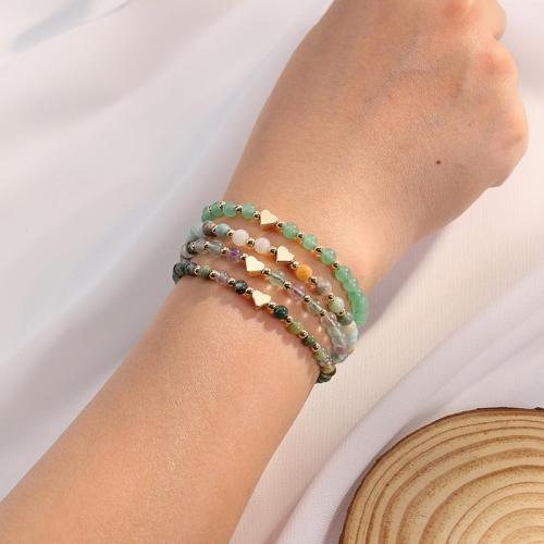 Βραχιόλια Gemstone, Φυσική πέτρα, με Αμαζόνιος & Κρύσταλλο, χρώμα επίχρυσο, κοσμήματα μόδας, περισσότερα χρώματα για την επιλογή, Sold Με PC