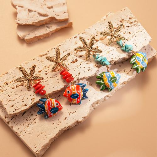 Lampwork Jewelry Earring Zinc Alloy with Lampwork gold color plated fashion jewelry Sold By Pair
