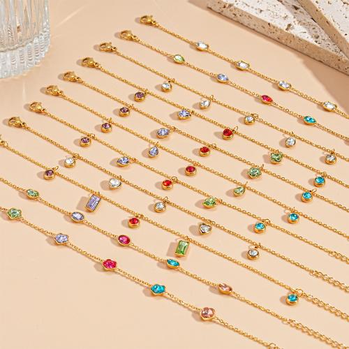 Titanium Steel Bracelet gold color plated fashion jewelry & micro pave cubic zirconia Sold By PC