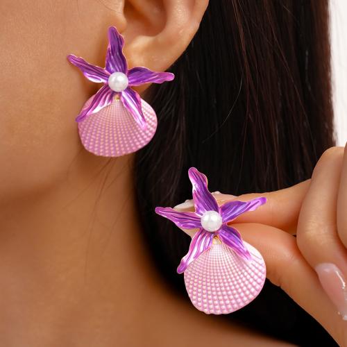 Zinc Alloy Drop Earrings with Plastic Pearl gold color plated fashion jewelry Sold By Pair