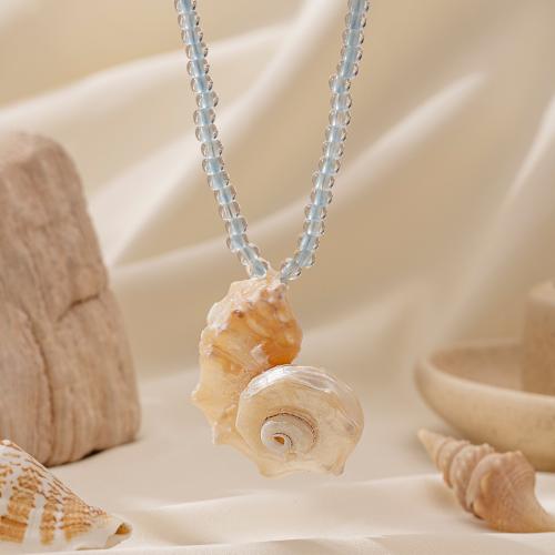 Collar de Nácar, acero inoxidable 304, con Nácar Trompeta, chapado en color dorado, Joyería, más colores para la opción, Vendido por UD