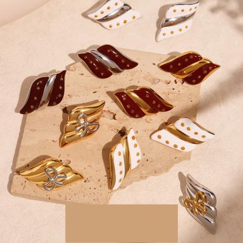 Roestvrij staal Stud Earrings, 304 roestvrij staal, gold plated, mode sieraden & glazuur, meer kleuren voor de keuze, Verkocht door pair