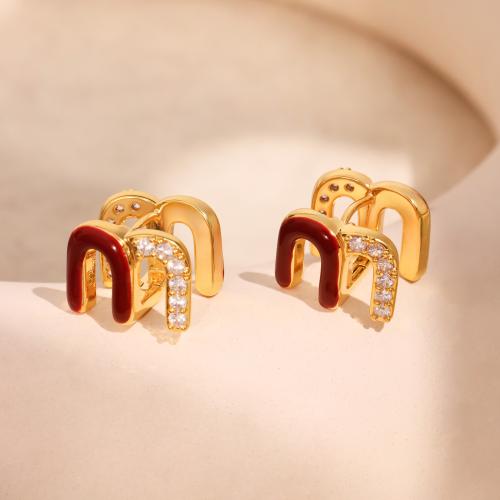 Laiton Leverback boucle d'oreille, Placage, bijoux de mode & émail & avec strass, plus de couleurs à choisir, protéger l'environnement, sans nickel, plomb et cadmium, Vendu par paire