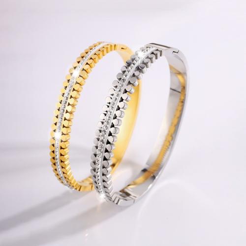 Stainless Steel Bangle 304 Stainless Steel fashion jewelry & for woman & with rhinestone Sold By PC