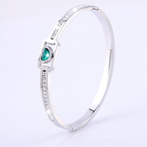 Stainless Steel Bangle 304 Stainless Steel micro pave cubic zirconia & for woman & hollow Sold By PC