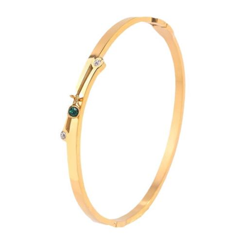 Stainless Steel Bangle 304 Stainless Steel fashion jewelry & for woman & with rhinestone golden Sold By PC