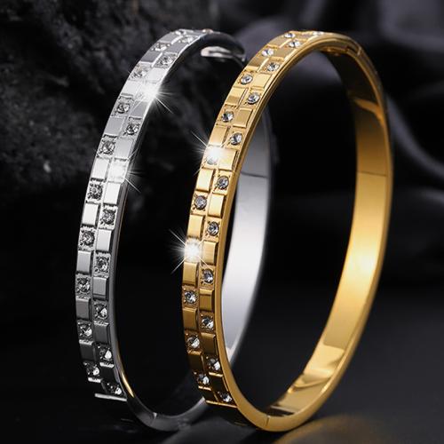 Stainless Steel Bangle 304 Stainless Steel fashion jewelry & for woman & with rhinestone Sold By PC