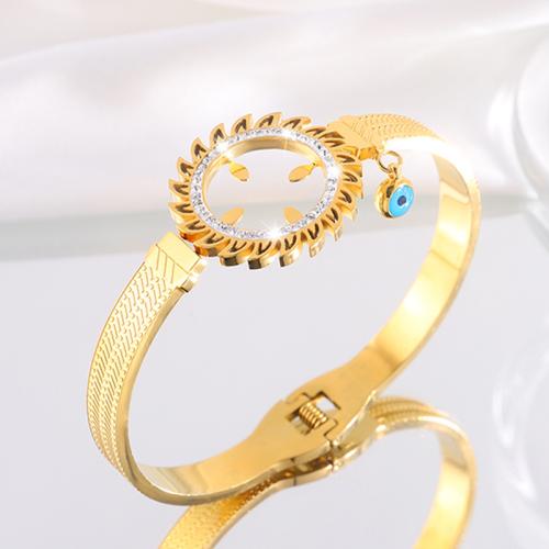 Braccialetto dell'acciaio inossidabile, 304 acciaio inox, with acrilico, Placcato oro 18K, stili diversi per la scelta & per la donna & con strass & cavo, Venduto da PC