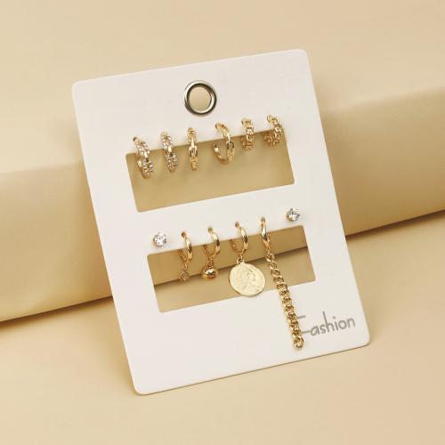 aleación de zinc Aretes, con Perlas plásticas, chapado, diferentes estilos para la opción & para mujer & con diamantes de imitación, earring length 4-50mm, Vendido por Set