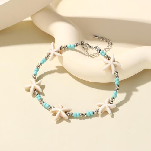 Zinc Alloy Bracelet with Seedbead & Shell & Plastic Pearl plated & for woman Length Approx 6-8 Inch Sold By PC