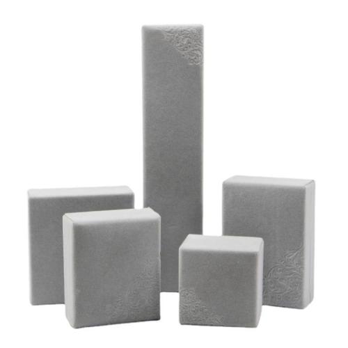 Katoenfluweel cadeauverpakking, met Plastic, verschillende grootte voor keus, grijs, Verkocht door PC