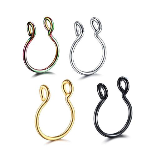 304 roestvrij staal Neus Piercing Jewelry, Letter U, plated, mode sieraden & uniseks, meer kleuren voor de keuze, 0.80x8mm, Verkocht door PC