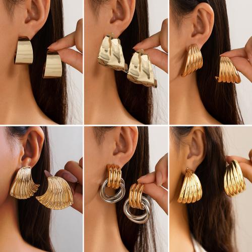 Lo zinco in lega Stud Earring, lega in zinco, with ferro, placcato color oro, gioielli di moda, nessuno, Venduto da coppia
