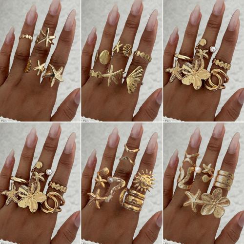 Zinc Alloy Ring Set gold color plated fashion jewelry Sold By Set