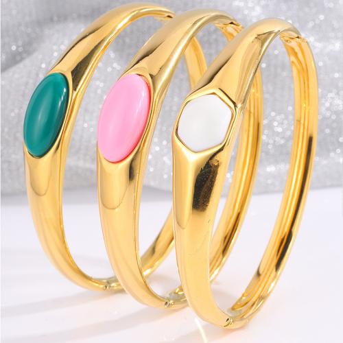 Acier inoxydable 304 bracelet ordinaire, Plaqué d'or 18K, styles différents pour le choix & pour femme & émail, plus de couleurs à choisir, Vendu par PC