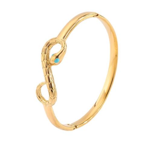 Acier inoxydable 304 bracelet ordinaire, Plaqué d'or 18K, pour femme & émail & creux, Vendu par PC