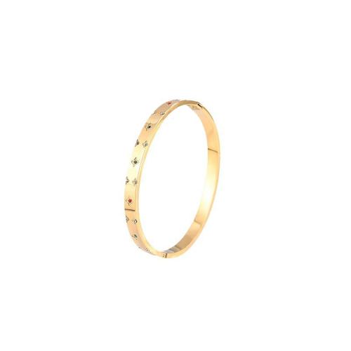 304 Stainless Steel Bangle 18K gold plated fashion jewelry & for woman & with rhinestone Sold By PC