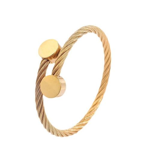 Acier inoxydable 304 bracelet manchette, Plaqué d'or 18K, bijoux de mode & pour femme, Vendu par PC