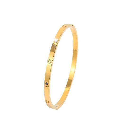 304 Stainless Steel Bangle plated fashion jewelry & for woman & with rhinestone Sold By PC