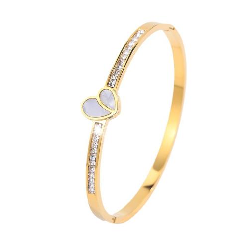304 acciaio inox bracciale, with bianco conchiglia, laccato oro 18K, gioielli di moda & per la donna & con strass, Venduto da PC