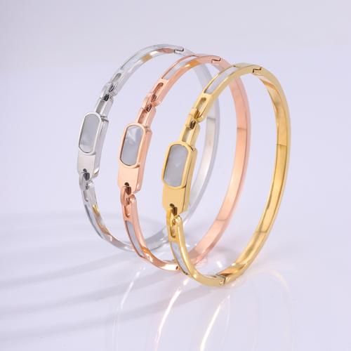304 acciaio inox bracciale, with bianco conchiglia, placcato, gioielli di moda & unisex & cavo, nessuno, Venduto da PC