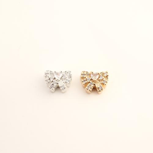 Kubni cirkonij Micro Pave Brass perle, Mesing, Bowknot, možete DIY & micro utrti kubni cirkonij, više boja za izbor, 8x10.50x5mm, Prodano By PC
