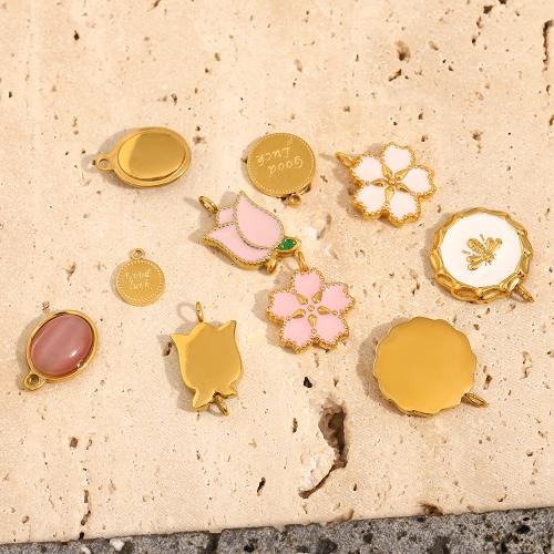 Jóias Pingentes de aço inoxidável, Aço inoxidável 304, 18K banhado a ouro, DIY & Vario tipos a sua escolha & esmalte, Mais cores pare escolha, vendido por PC