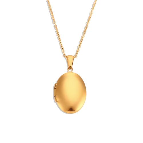 Fashion Locket Necklace 316L Stainless Steel 18K gold plated can open and put into something & fashion jewelry & for woman Sold By PC