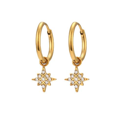 Nerezová ocel Drop náušnice, 304 Stainless Steel, 18K pozlacené, různé styly pro výběr & micro vydláždit kubické zirkony & pro ženy, Prodáno By Pair