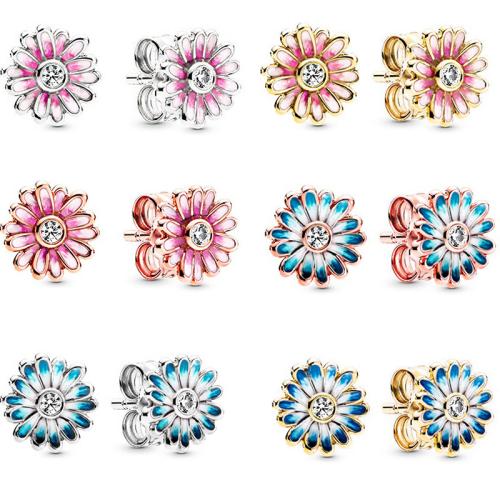 liga de zinco brincos, margaridacoisa esplêndida, banhado, para mulher & esmalte, Mais cores pare escolha, 10mm, vendido por par