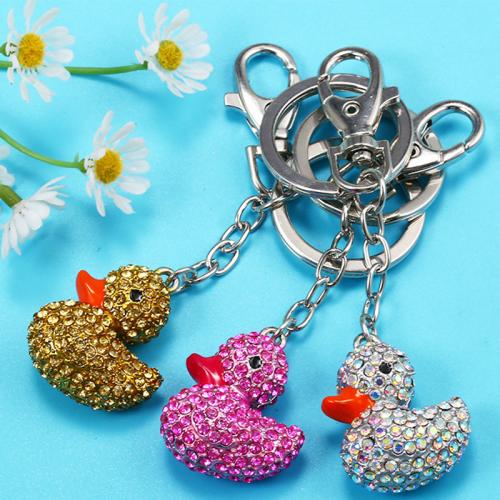 Zinc Alloy Key Clasp Duck plated for woman & with rhinestone 100mm Sold By PC