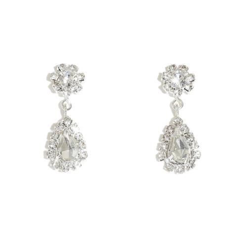 Boucle d'oreille strass, laiton, Placage, bijoux de mode & avec strass, plus de couleurs à choisir, protéger l'environnement, sans nickel, plomb et cadmium, Vendu par paire